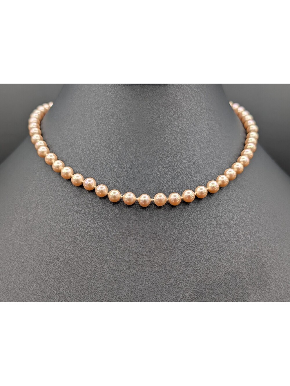 Vintage Marvella Champagne Faux Pearl Choker Necklace J-Hook Extension AS-IS